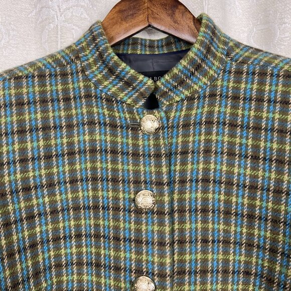 Talbots Shetland Officer Jacket in Apple Plaid wool blend academia equestrian 14 - Picture 3 of 11